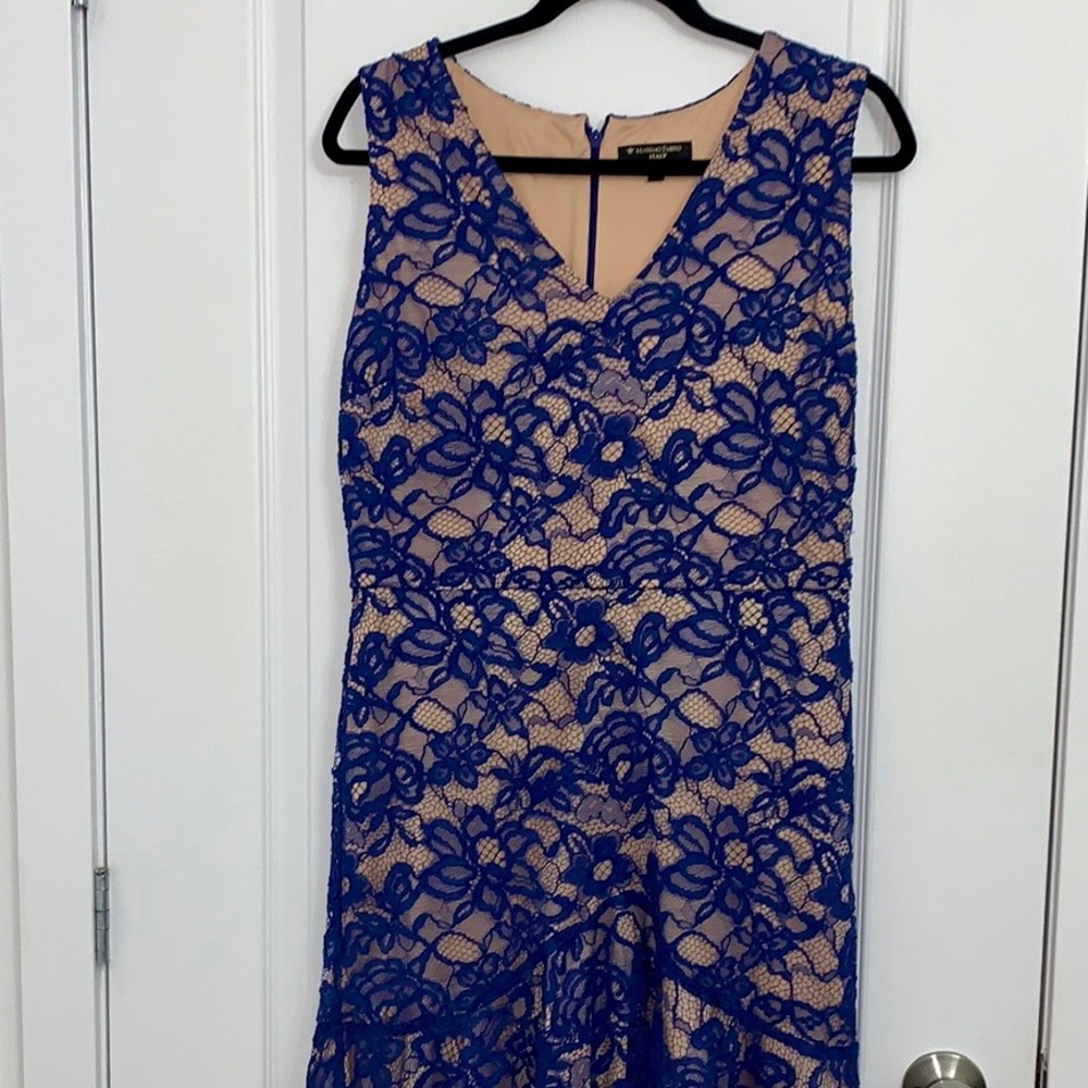 Massimo Fabro Short Long Blue Lace Dress